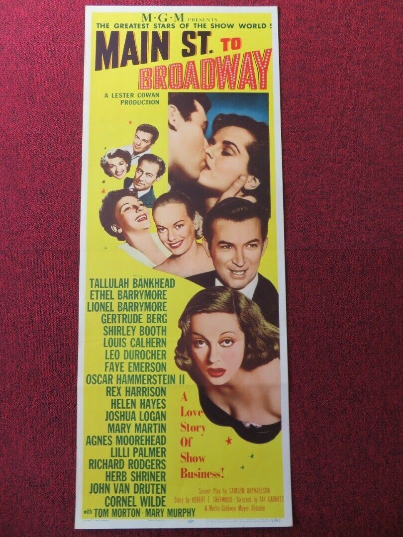 MAIN ST. TO BROADWAY US INSERT (14"x 36") POSTER REX HARRISON HELEN HAYES 1953 Movie posters