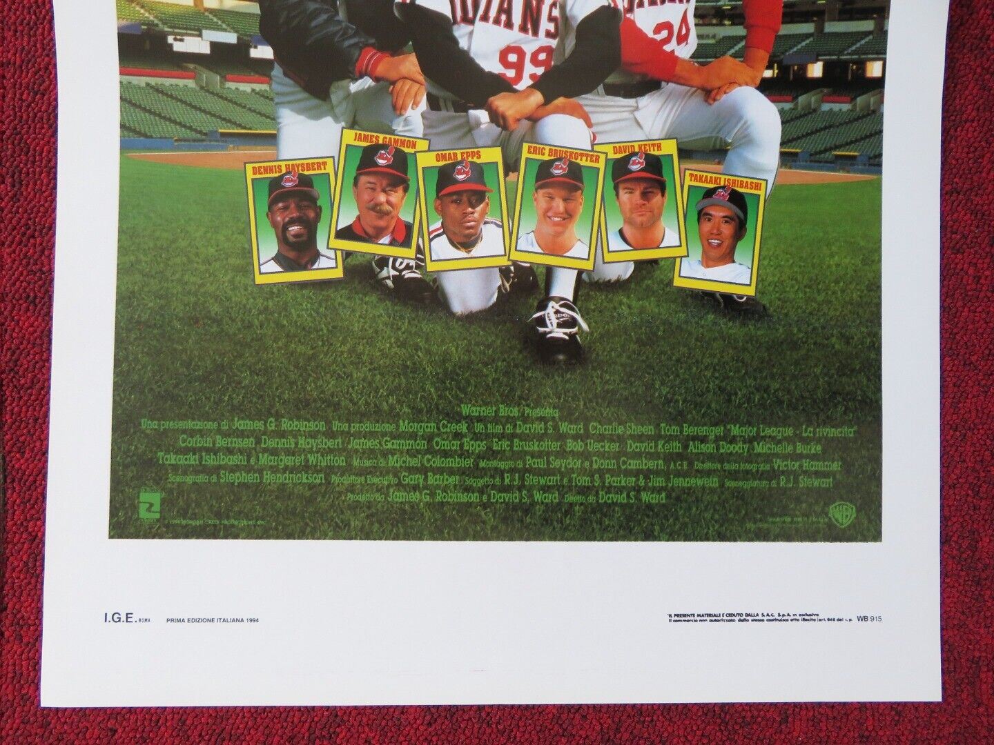 MAJOR LEAGUE II ITALIAN LOCANDINA (27.5"x13") POSTER CHARLIE SHEEN 1994 Movie posters