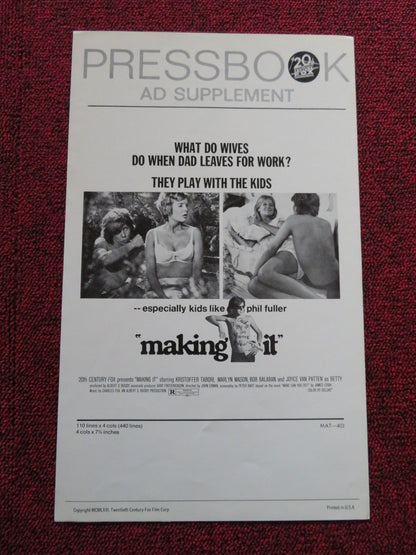 MAKING IT US PRESSBOOK AND SUPPLEMENT - UNCUT BOB BALABAN MARLYN MASON 1971 Rendezvous Cinema Movie posters