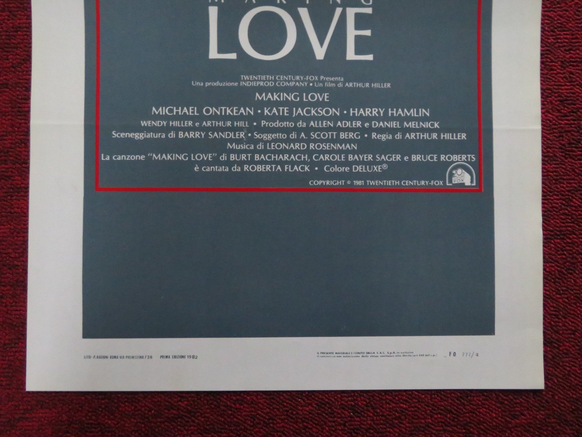 MAKING LOVE ITALIAN LOCANDINA POSTER MICHAEL ONTKEAN KATE JACKSON 1982 Rendezvous Cinema Movie posters
