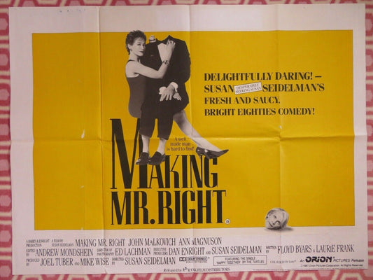 MAKING MR.RIGHT BRITISH QUAD (30 x 40) POSTER JOHN MALKOVICH ANN MAGNUSON 1987 Movie posters