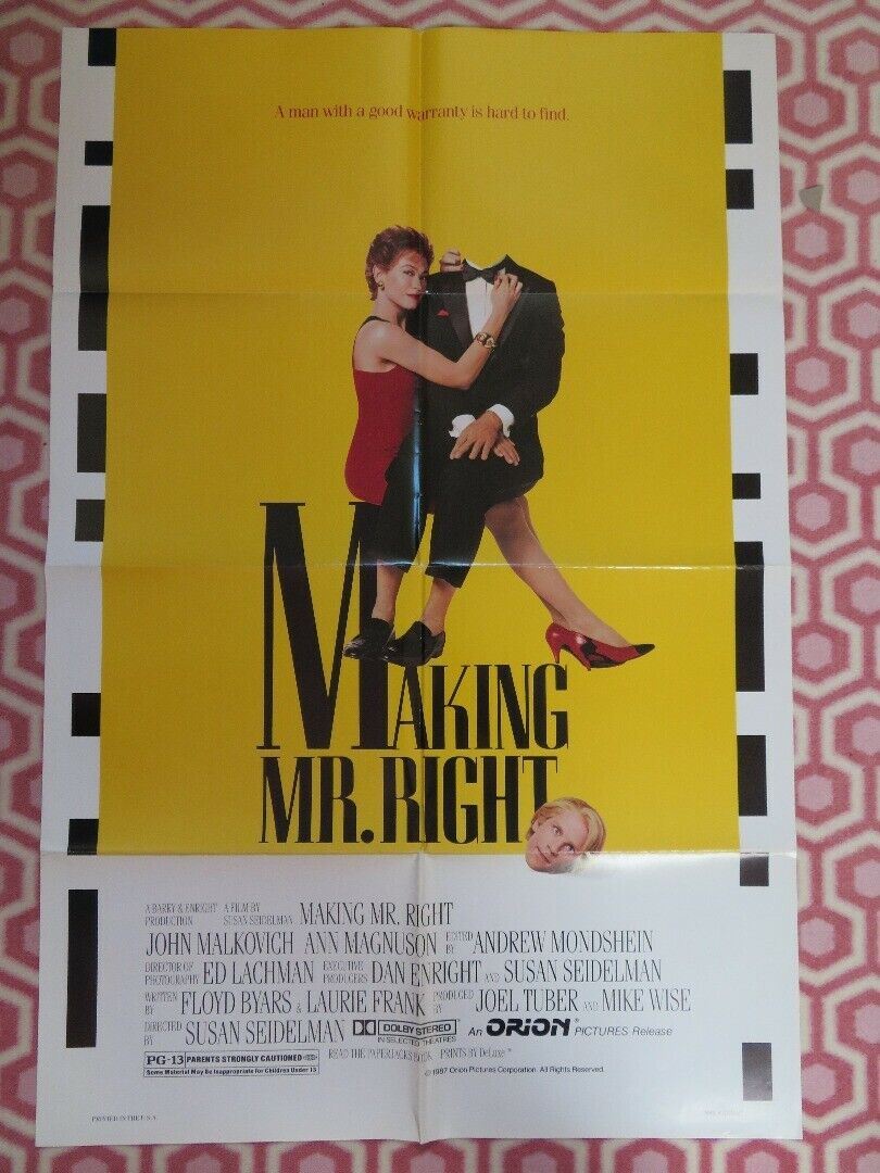 MAKING MR.RIGHT US ONE SHEET POSTER JOHN MALKOVICH ANN MAGNUSON 1987 Rendezvous Cinema Movie posters