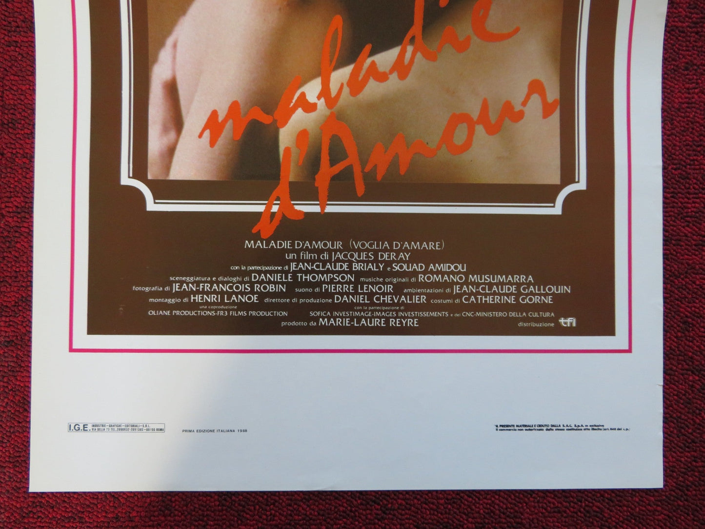 MALADY OF LOVE ITALIAN LOCANDINA (27.5"x13") POSTER NASTASSJA KINSKI 1988 Rendezvous Cinema Movie posters