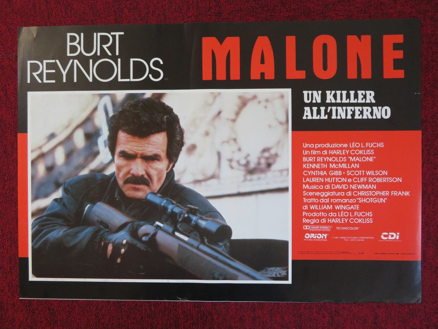 MALONE ITALIAN FOTOBUSTA POSTER BURT REYNOLDS KENNETH MCMILLAN 1987 Rendezvous Cinema Movie posters