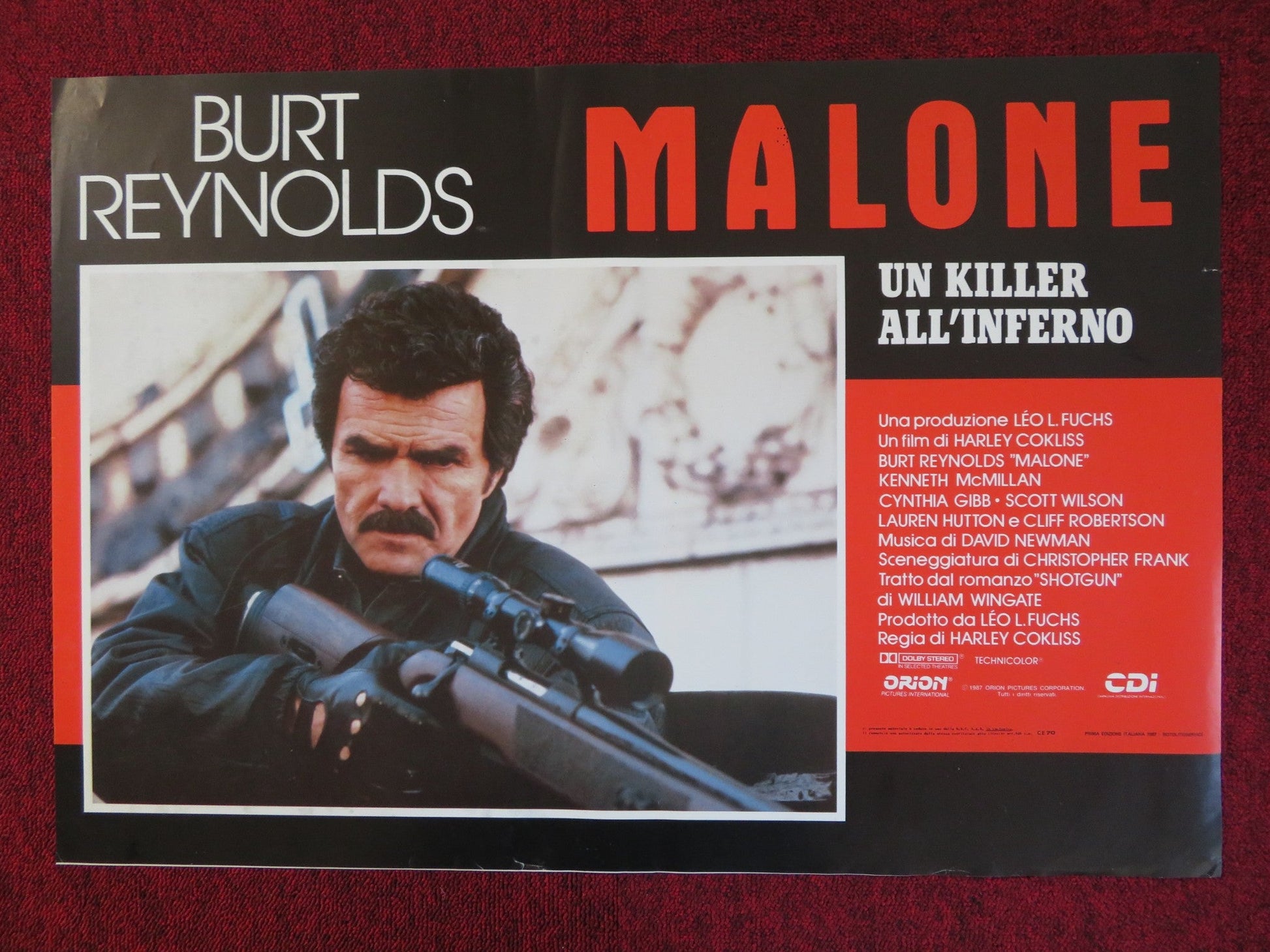 MALONE ITALIAN FOTOBUSTA POSTER BURT REYNOLDS KENNETH MCMILLAN 1987 Rendezvous Cinema Movie posters