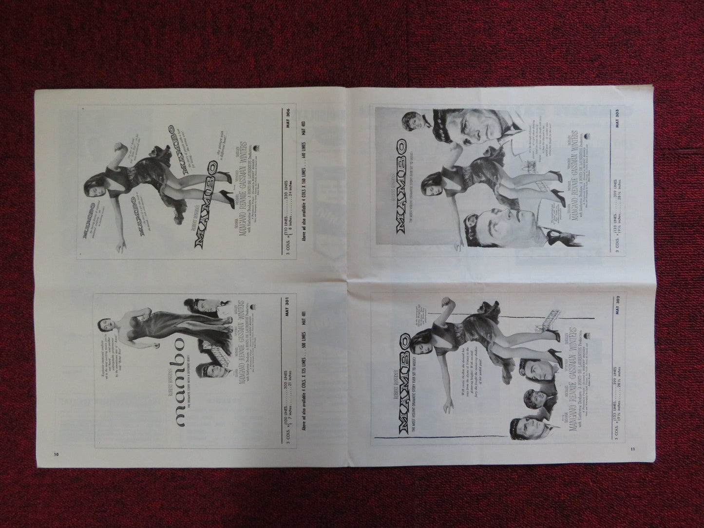 MAMBO UNCUT PARAMOUNT FOLDED PRESS BOOK SILVANA MANGANO VITTORIO GASSMAN 1954 Rendezvous Cinema Movie posters