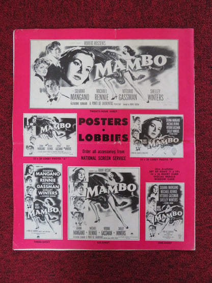 MAMBO UNCUT PARAMOUNT FOLDED PRESS BOOK SILVANA MANGANO VITTORIO GASSMAN 1954 Rendezvous Cinema Movie posters