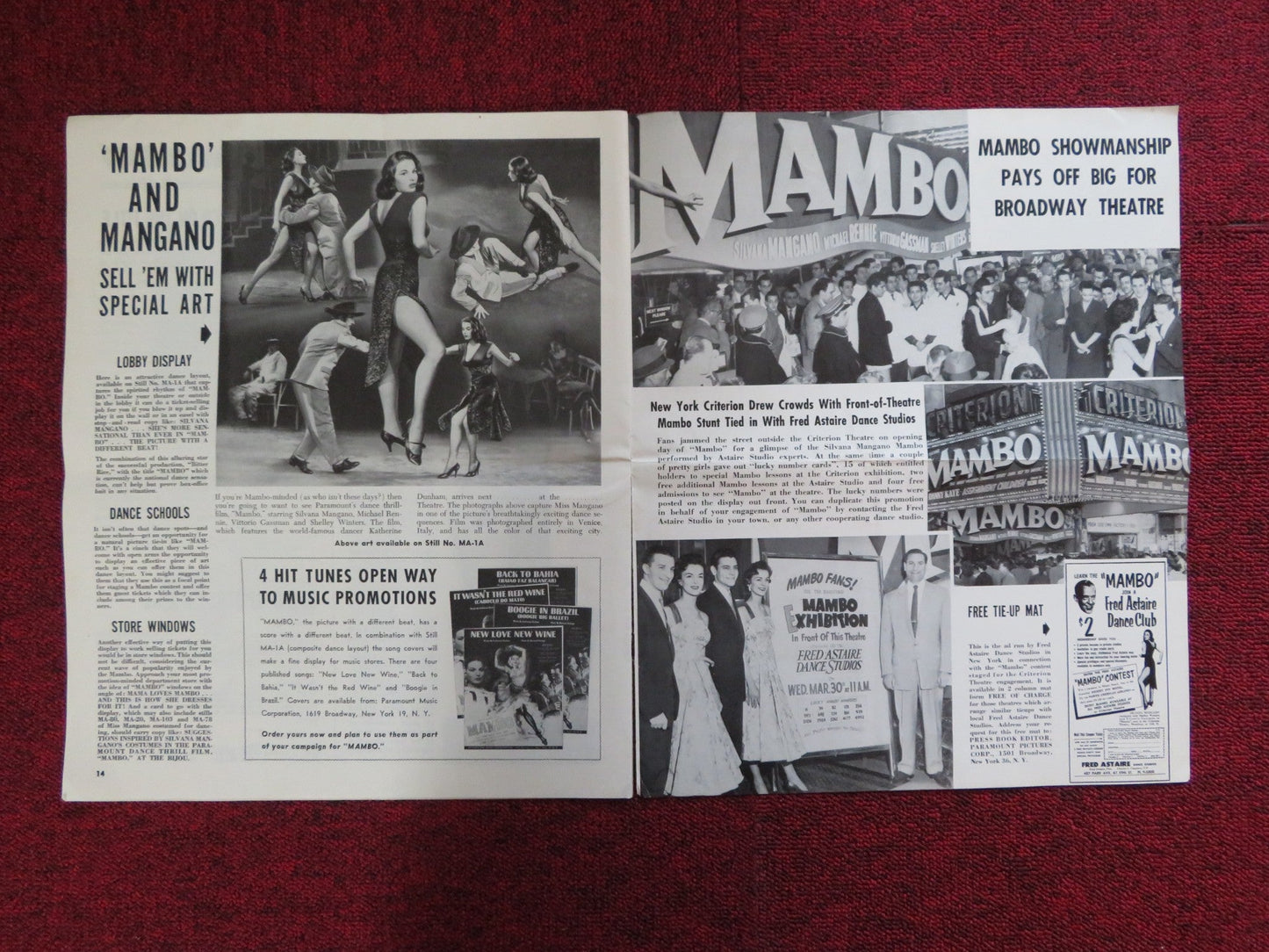 MAMBO UNCUT PARAMOUNT FOLDED PRESS BOOK SILVANA MANGANO VITTORIO GASSMAN 1954 Rendezvous Cinema Movie posters