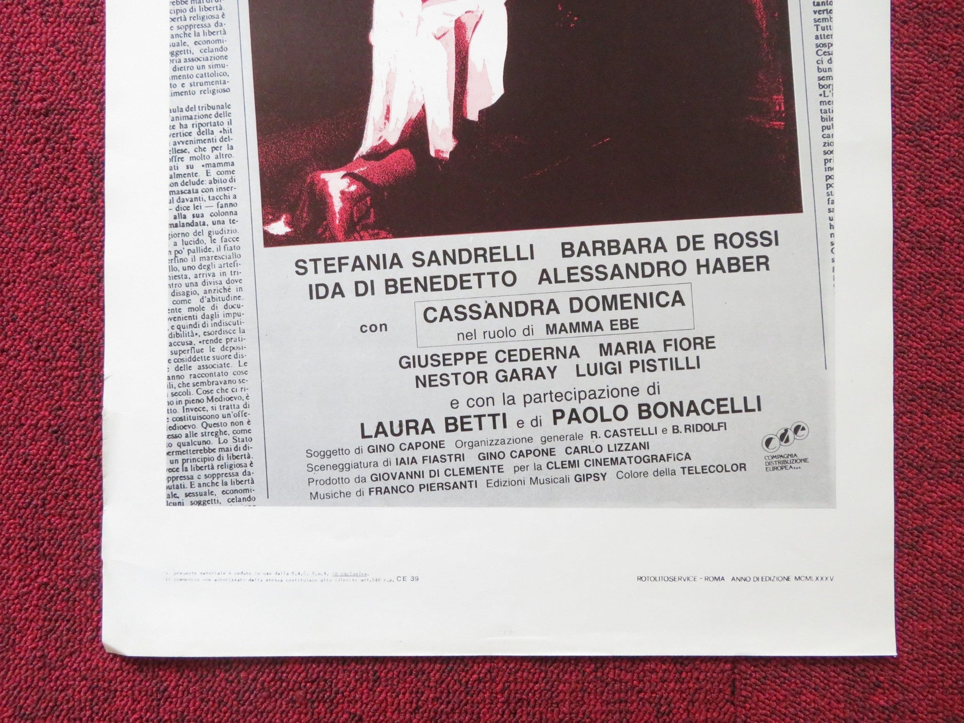 MAMMA EBE ITALIAN LOCANDINA POSTER CASSANDRA DOMENICA STEFANIA SANDRELLI 1985 Rendezvous Cinema Movie posters