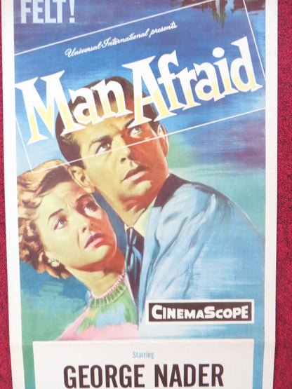 MAN AFRAID US INSERT (14"x 36") POSTER GEORGE NADER PHYLLIS THAXTER 1957 Rendezvous Cinema Movie posters
