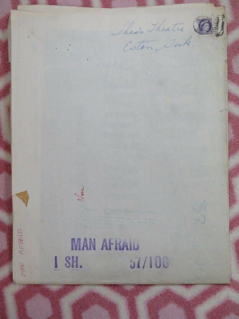 MAN AFRAID US ONE SHEET POSTER GEORGE NADER 1957 Movie posters