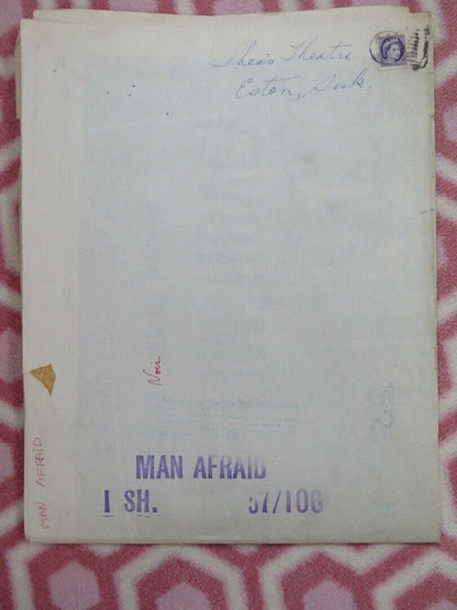 MAN AFRAID US ONE SHEET POSTER GEORGE NADER 1957 Movie posters