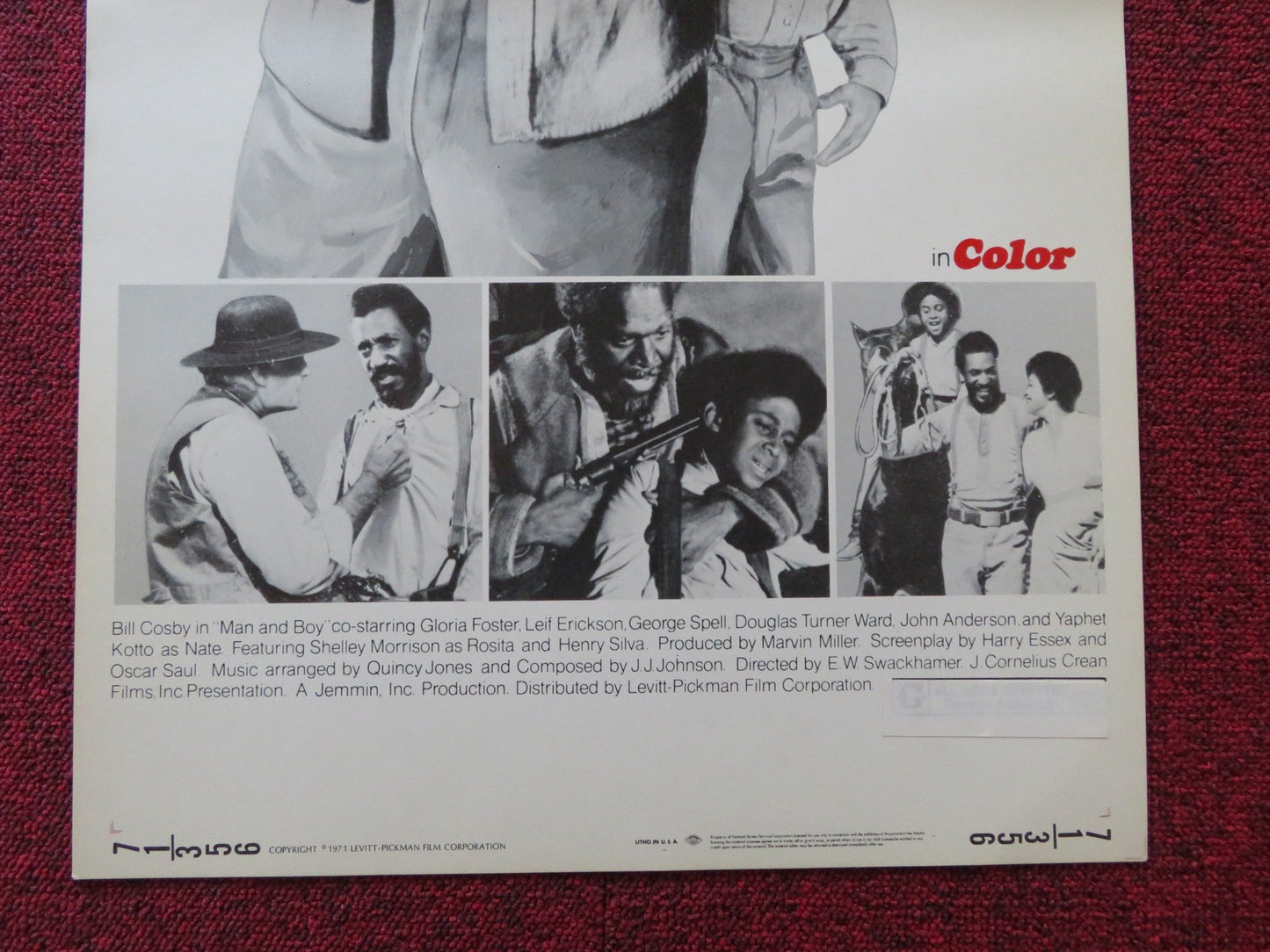 MAN AND BOY US INSERT (14"x 36") POSTER BILL COSBY GLORIA FOSTER 1971 Rendezvous Cinema Movie posters