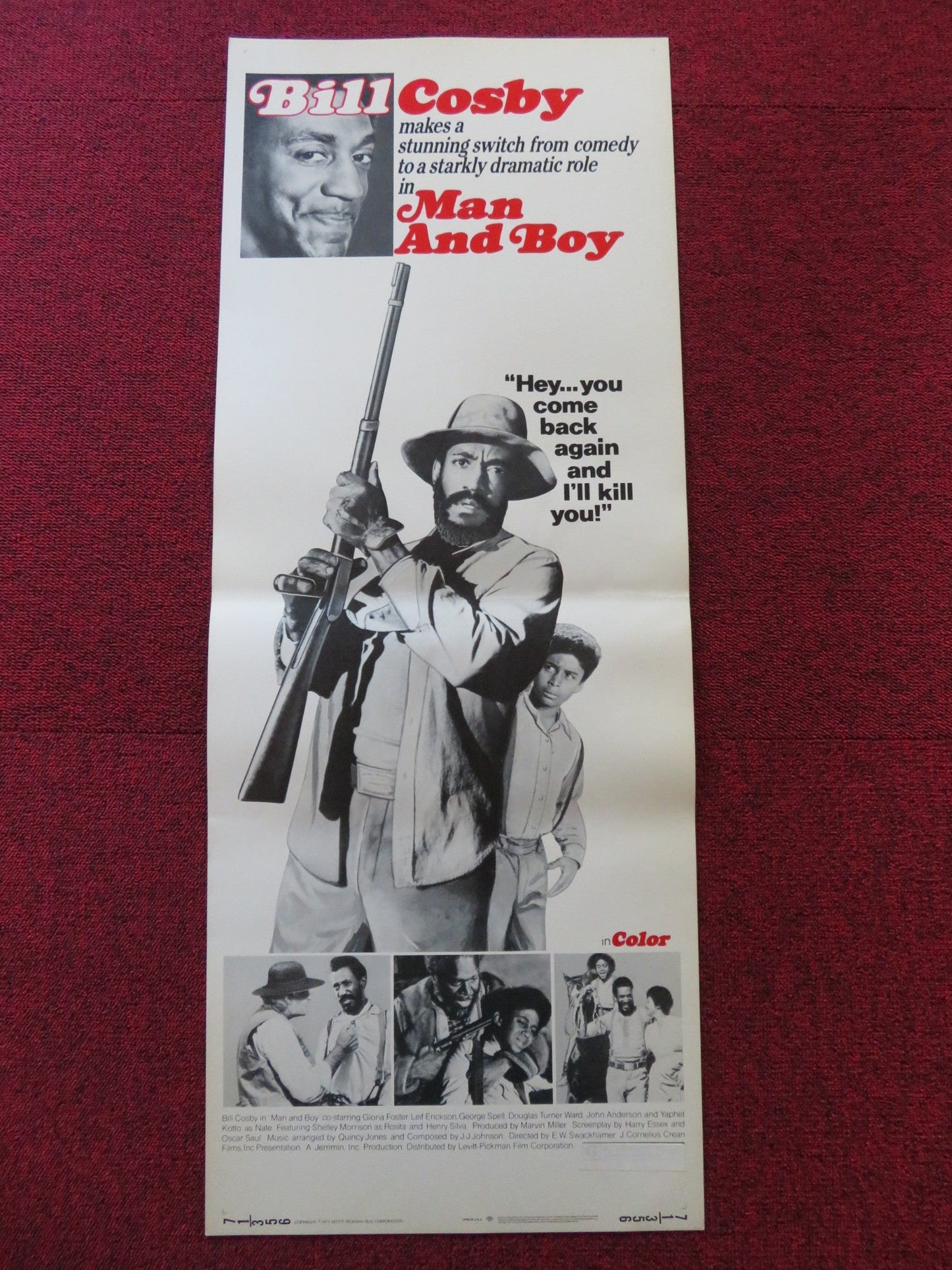 MAN AND BOY US INSERT (14"x 36") POSTER BILL COSBY GLORIA FOSTER 1971 Rendezvous Cinema Movie posters