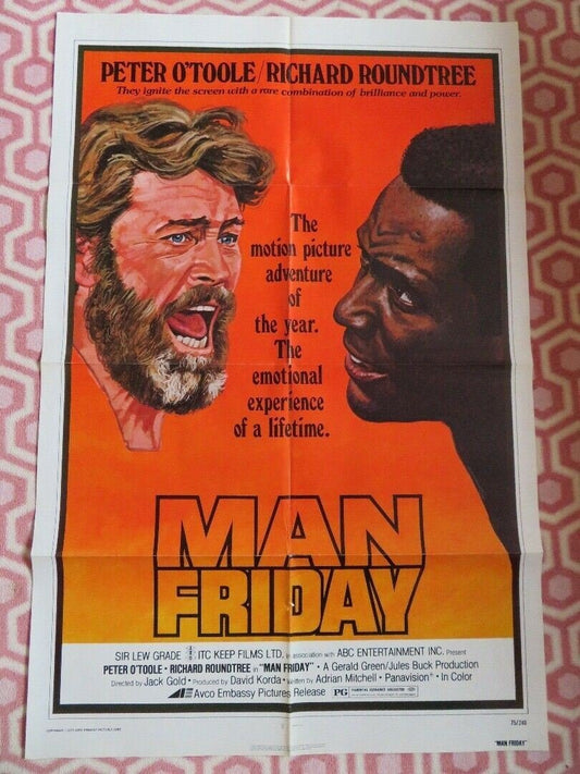 MAN FRIDAY US ONE SHEET POSTER PETER O'TOOLE RICHARD ROUNDTREE 1975 Movie posters