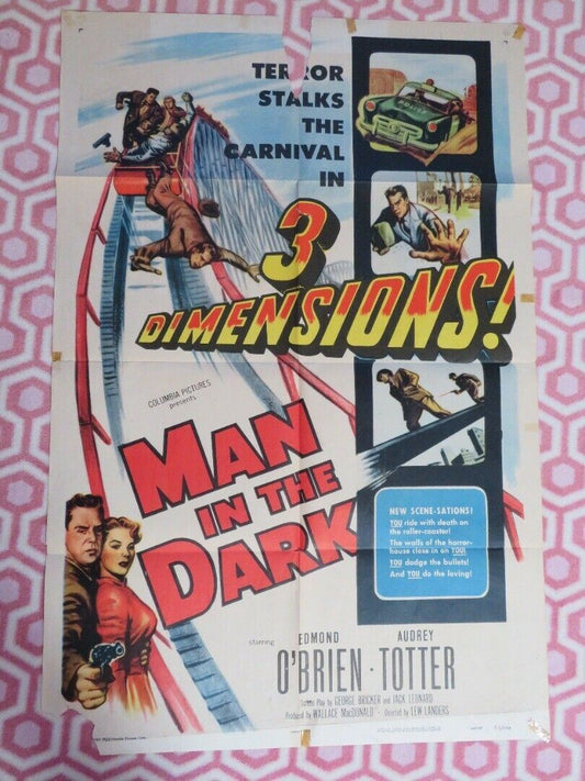 MAN IN THE DARK STYLE 1A FOLDED US ONE SHEET POSTER EDMOND O'BRIEN 1953 - Rendezvous Cinema