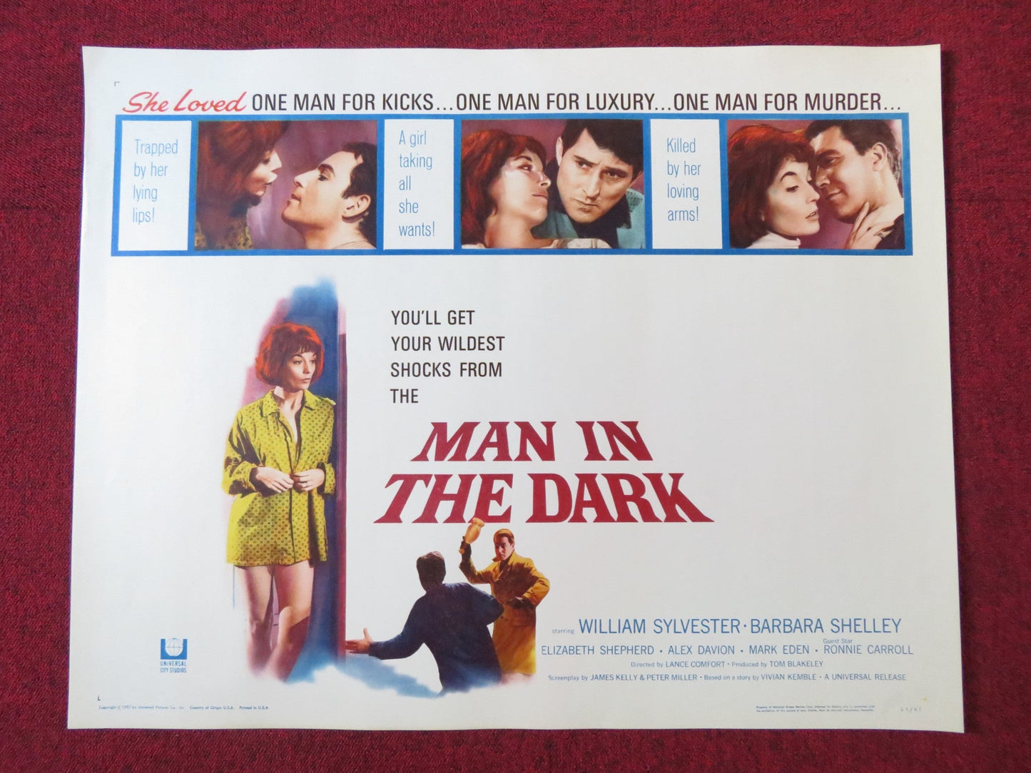 MAN IN THE DARK US HALF SHEET (22"x 28") POSTER WILLIAM SYLVESTER 1965 Rendezvous Cinema Movie posters