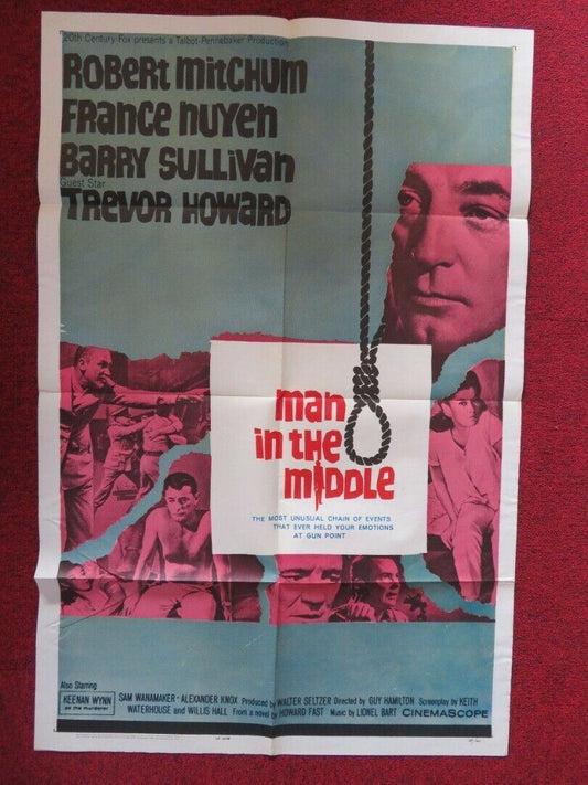 MAN IN THE MIDDLE FOLDED US ONE SHEET POSTER ROBERT MITCHUM FRANCE NUYEN 1964 Movie posters