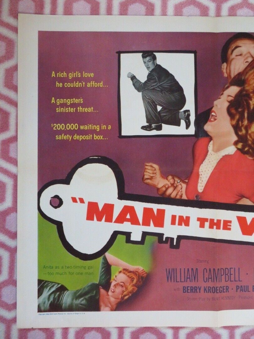 MAN IN THE VAULT US HALF SHEET (22"x 28") POSTER WILLIAM CAMPBELL 1956 - Rendezvous Cinema