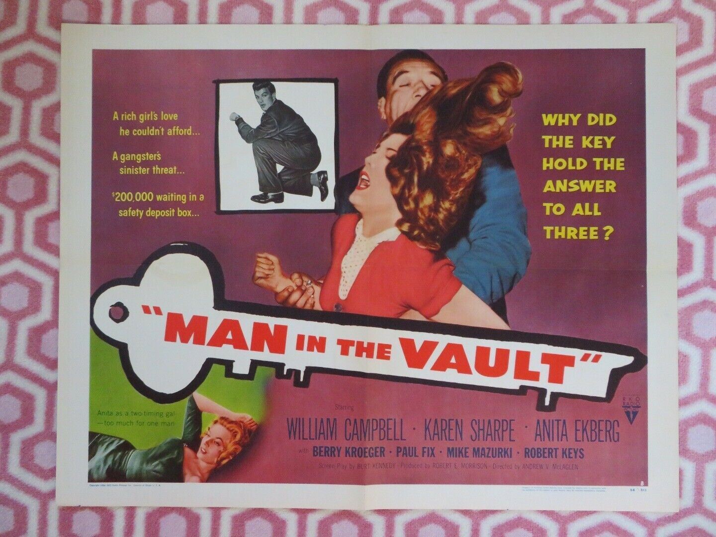MAN IN THE VAULT US HALF SHEET (22"x 28") POSTER WILLIAM CAMPBELL 1956 - Rendezvous Cinema