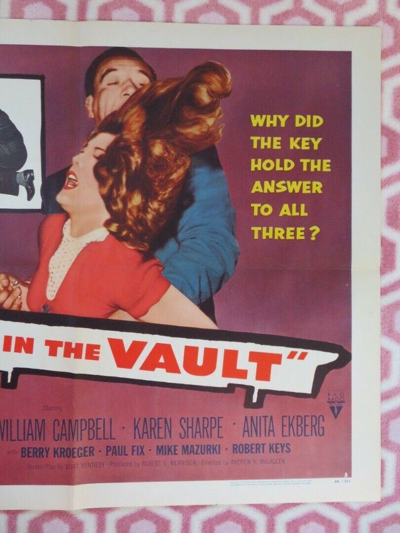 MAN IN THE VAULT US HALF SHEET (22"x 28") POSTER WILLIAM CAMPBELL 1956 - Rendezvous Cinema