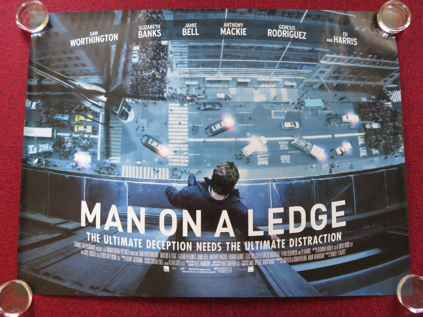 MAN ON A LEDGE QUAD (30"x 40") ROLLED POSTER SAM WORTHINGTON E. BANKS 2012 Rendezvous Cinema Movie posters