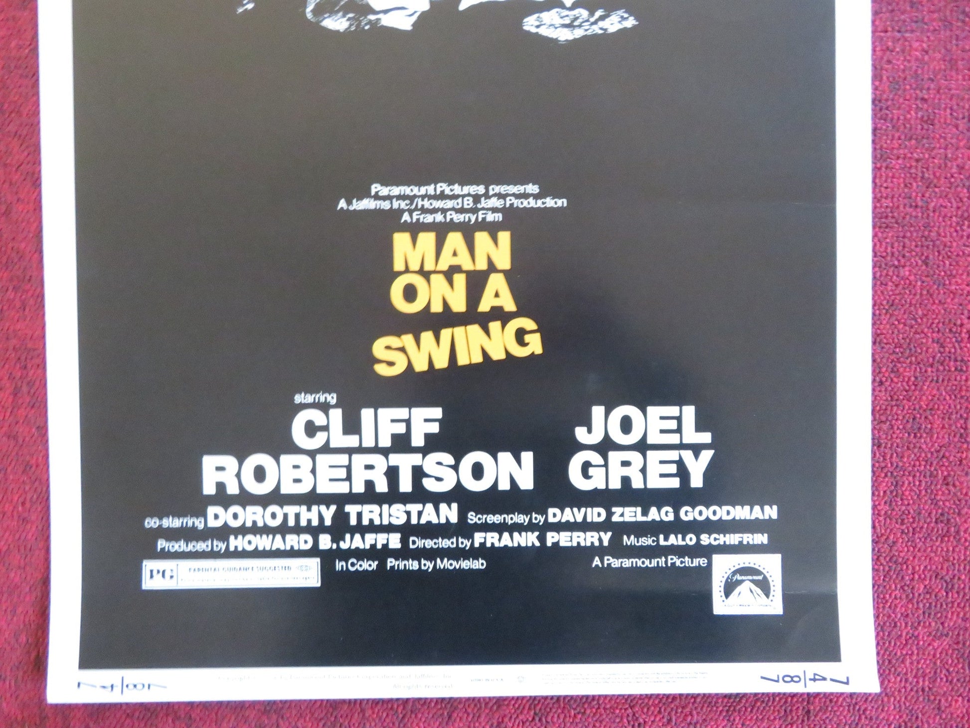 MAN ON A SWING US INSERT (14"x 36") POSTER CLIFF ROBERTSON JOEL GREY 1974 Rendezvous Cinema Movie posters