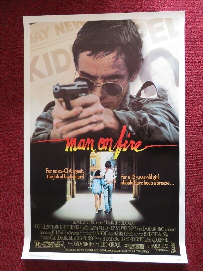 MAN ON FIRE US ONE SHEET ROLLED POSTER SCOTT GLENN BROOKE ADAMS 1987 Movie posters