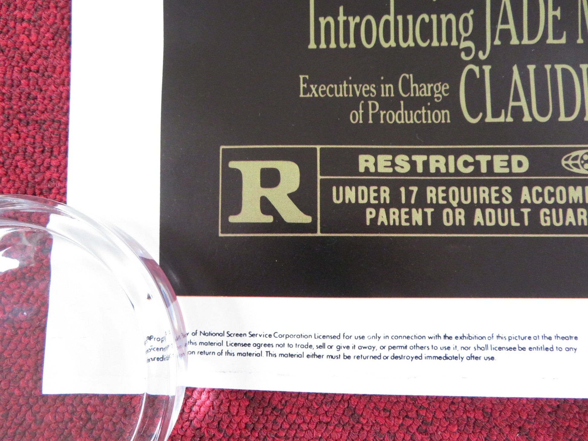 MAN ON FIRE US ONE SHEET ROLLED POSTER SCOTT GLENN JADE MALLE 1987 Rendezvous Cinema Movie posters