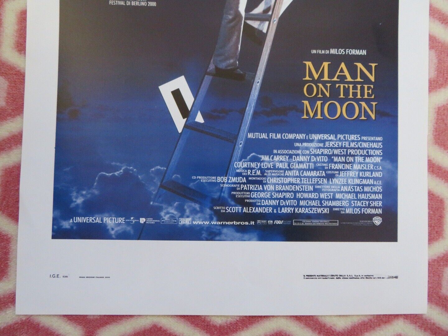 MAN ON THE MOON ITALIAN LOCANDINA (27.5"x13") POSTER JIM CARREY 2000 Movie posters