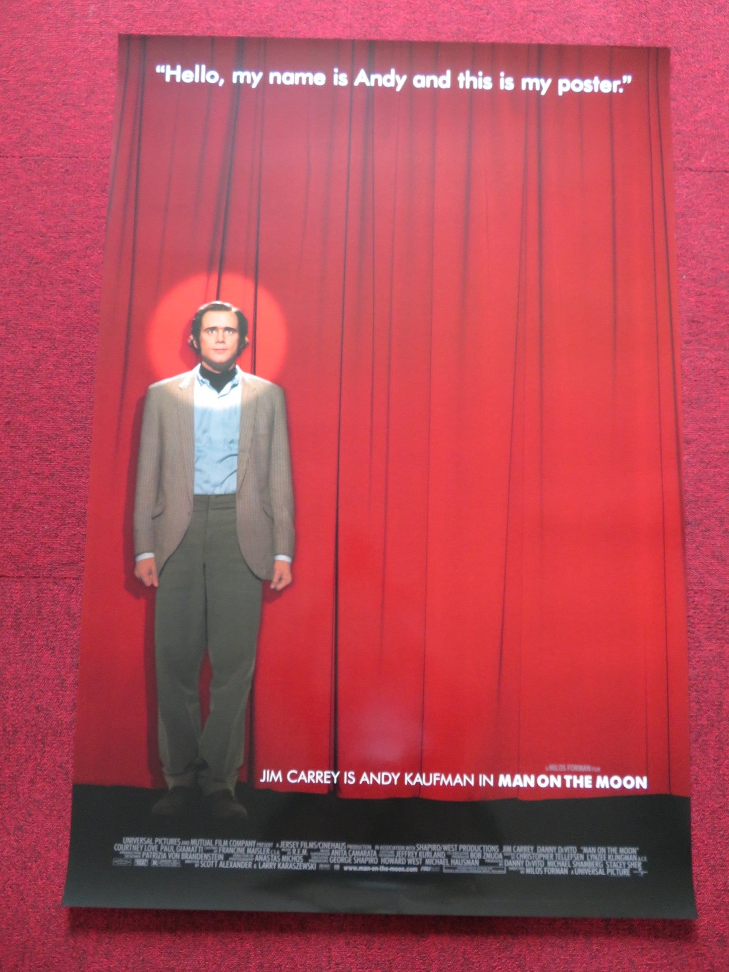 MAN ON THE MOON US ONE SHEET ROLLED POSTER JIM CARREY GERRY BECKER 1999 Rendezvous Cinema Movie posters