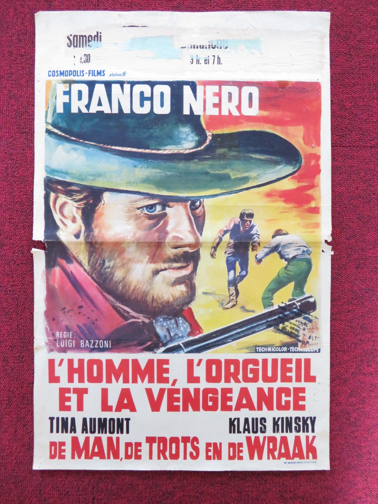 MAN, PRIDE AND VENGEANCE BELGIUM POSTER FRANCO NERO TINA AUMONT 1967 Rendezvous Cinema Movie posters