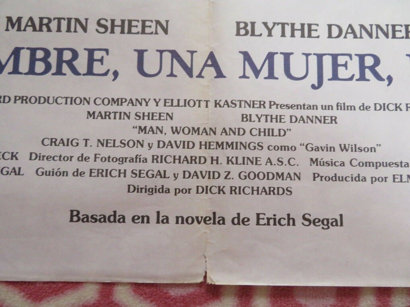 Man, Woman and Child SPANISH (39"X 27.5") ROLLED POSTER MARTIN SHEEN 1983 Movie posters