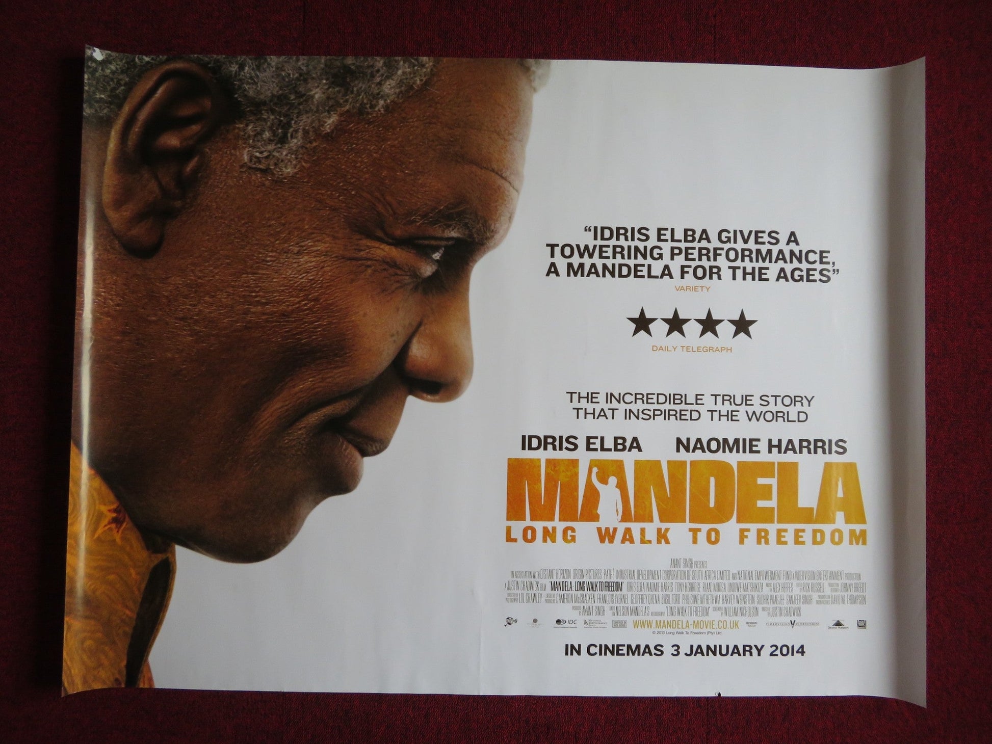 MANDELA: LONG WALK TO FREEDOM UK QUAD (30"x 40") ROLLED POSTER IDRIS ELBA 2013 Rendezvous Cinema Movie posters