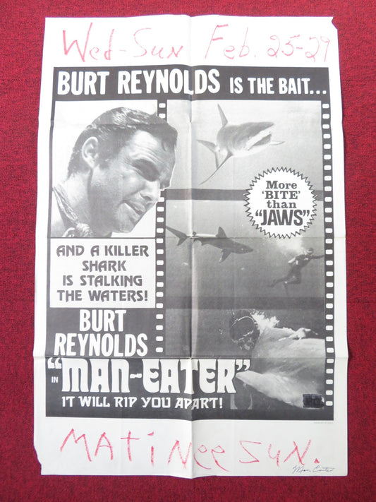 MANEATER / SHARK FOLDED US ONE SHEET POSTER BURT REYNOLDS ARTHUR KENNEDY 1969 Rendezvous Cinema Movie posters