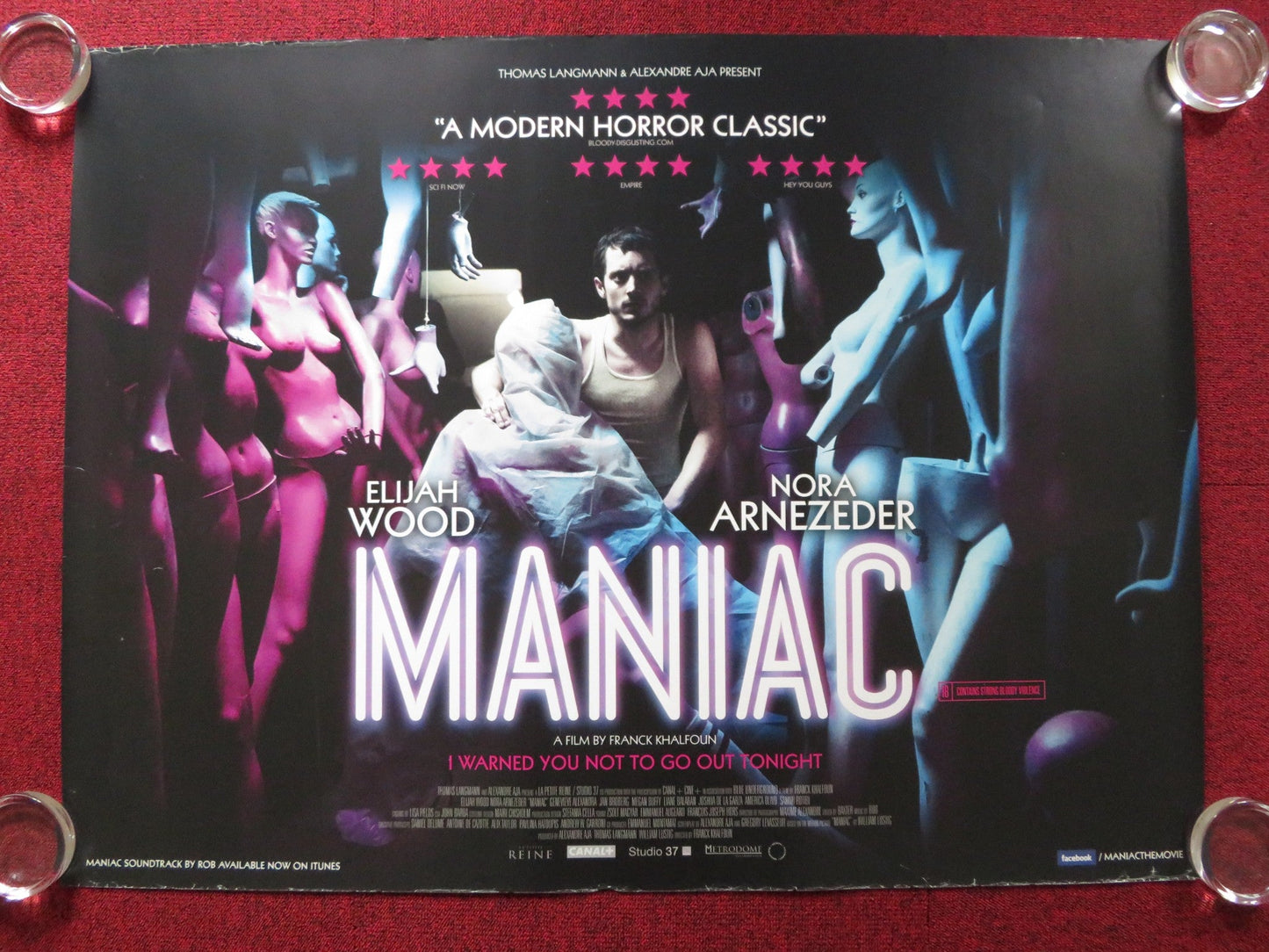 MANIAC UK QUAD (30"x 40") ROLLED POSTER ELIJAH WOOD NORA ARNEZEDER 2012 Rendezvous Cinema Movie posters