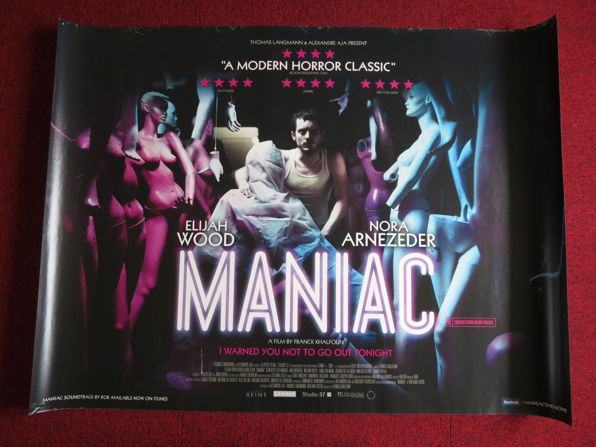 MANIAC UK QUAD (30"x 40") ROLLED POSTER ELIJAH WOOD NORA ARNEZEDER 2012 Rendezvous Cinema Movie posters