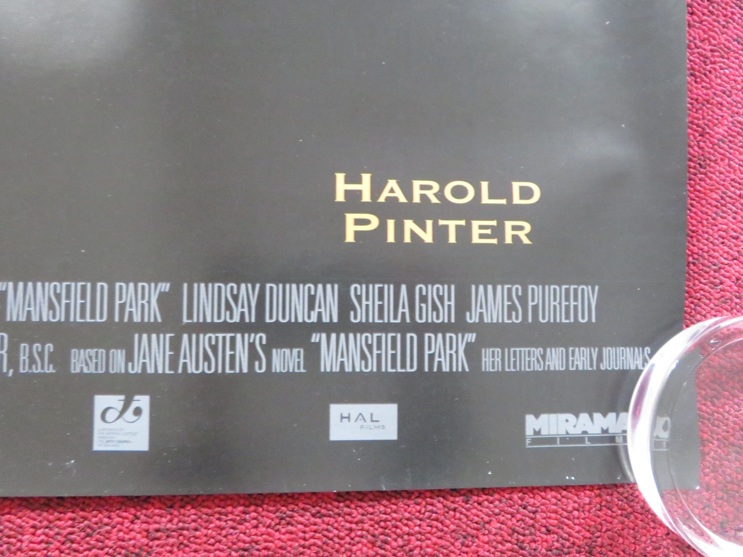 MANSFIELD PARK UK QUAD (30"x 40") ROLLED POSTER FRANCES O'CONNOR H. PINTER 1999 Rendezvous Cinema Movie posters