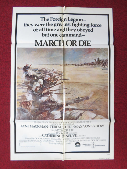 MARCH OR DIE FOLDED US ONE SHEET POSTER GENE HACKMAN TERENCE HILL 1977 Rendezvous Cinema Movie posters