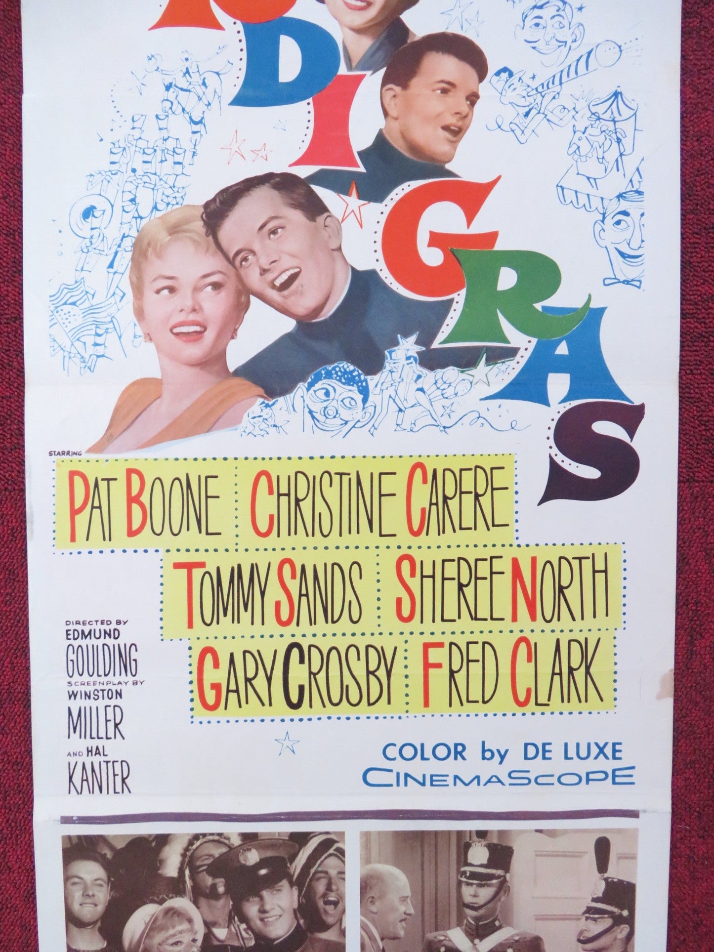 MARDI GRAS US INSERT (14"x 36") POSTER PAT BOONE CHRISTINE CARPERE 1958 Rendezvous Cinema Movie posters