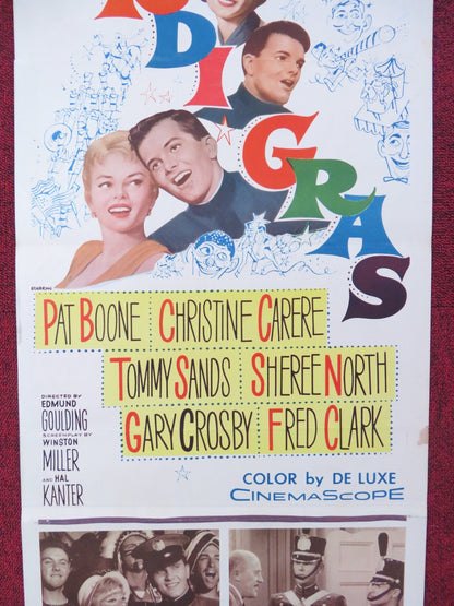 MARDI GRAS US INSERT (14"x 36") POSTER PAT BOONE CHRISTINE CARPERE 1958 Rendezvous Cinema Movie posters