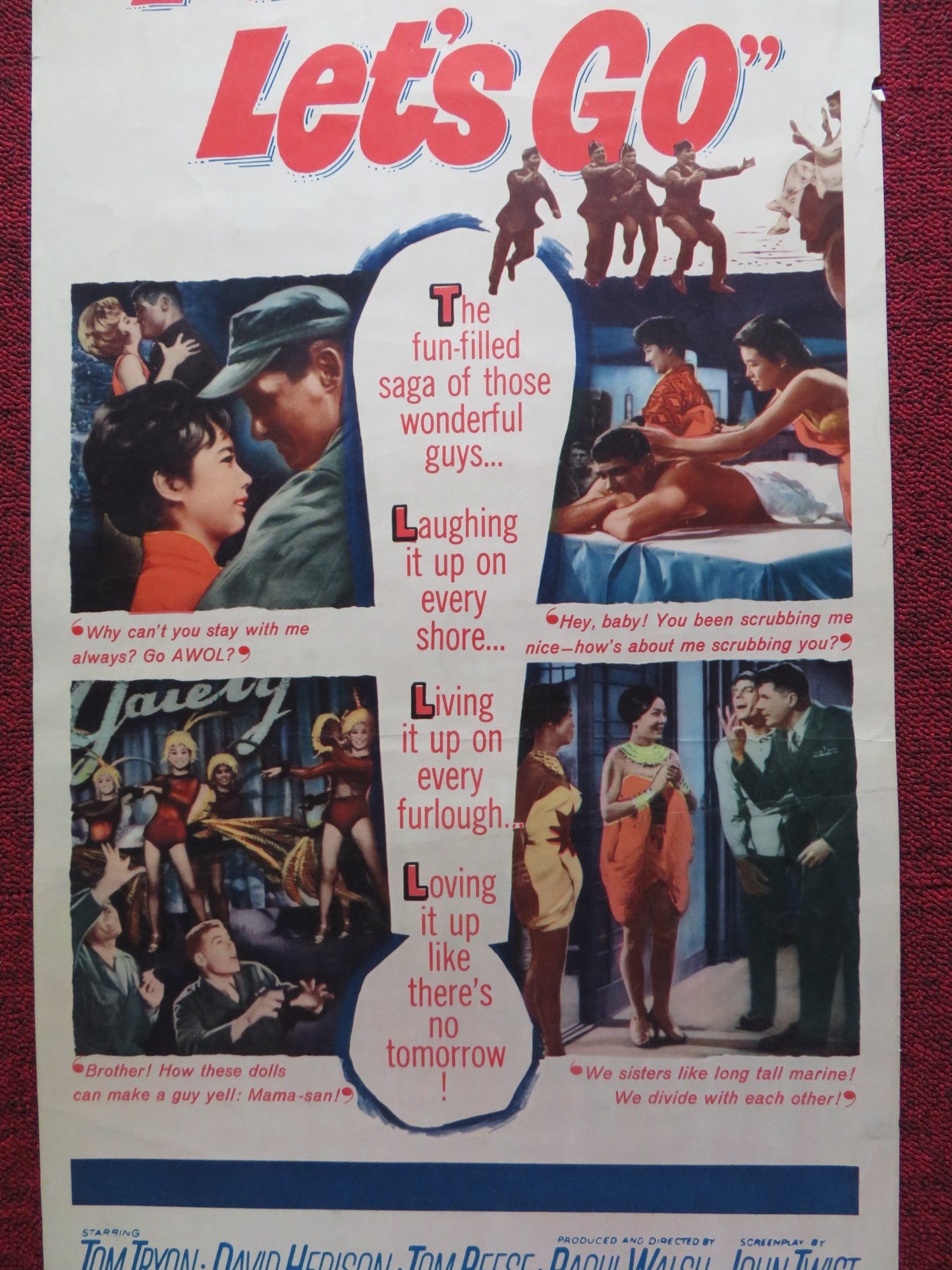 MARINES, LET'S GO US INSERT (14"x 36") POSTER TOM TRYON DAVID HEDISON 1961 Rendezvous Cinema Movie posters