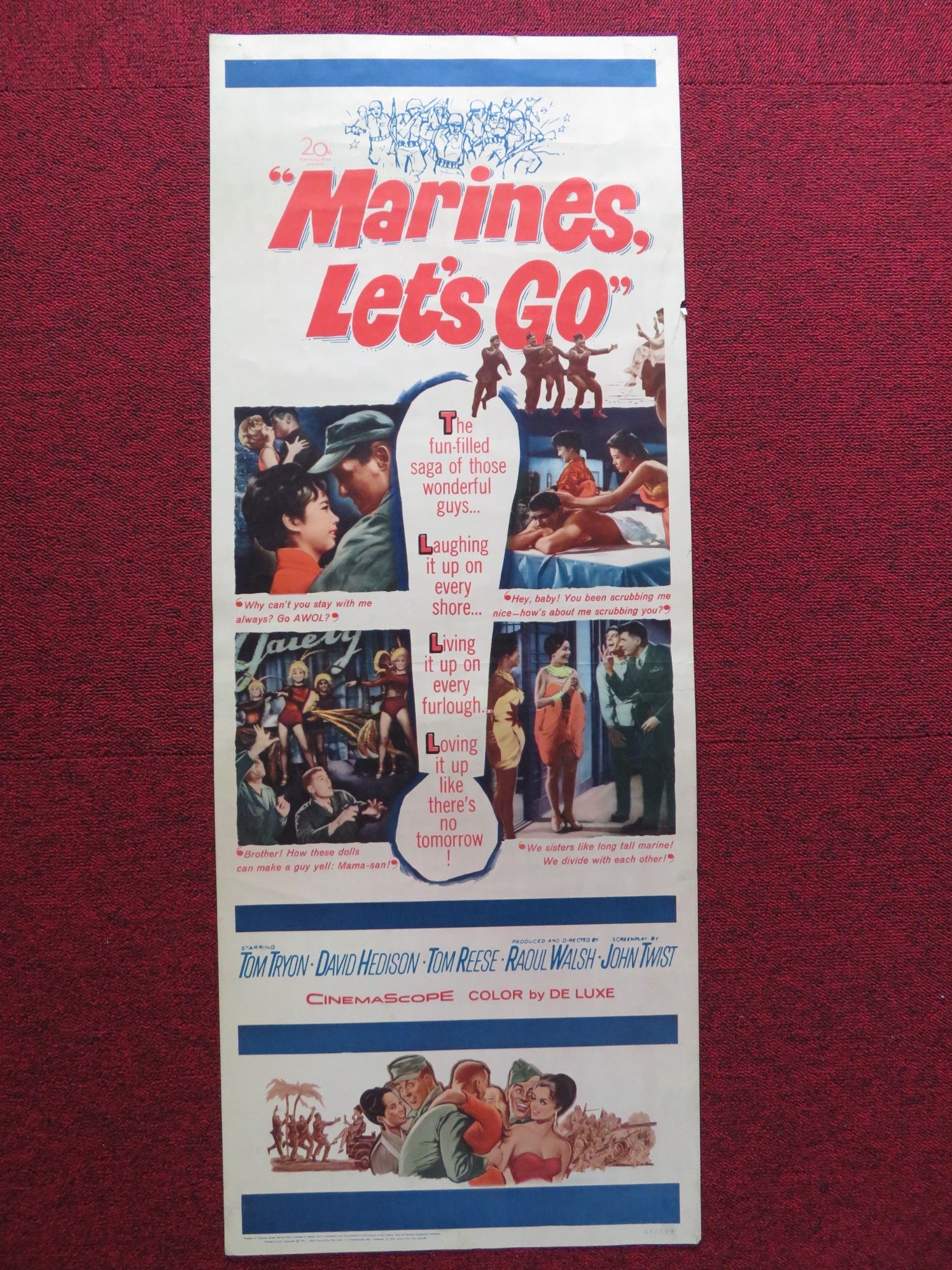 MARINES, LET'S GO US INSERT (14"x 36") POSTER TOM TRYON DAVID HEDISON 1961 Rendezvous Cinema Movie posters