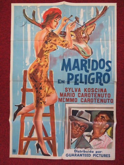 MARITI IN PERICOLO FOLDED ARGENTINA ONE SHEET POSTER SYLVA KOSCINA 1960 - Rendezvous Cinema