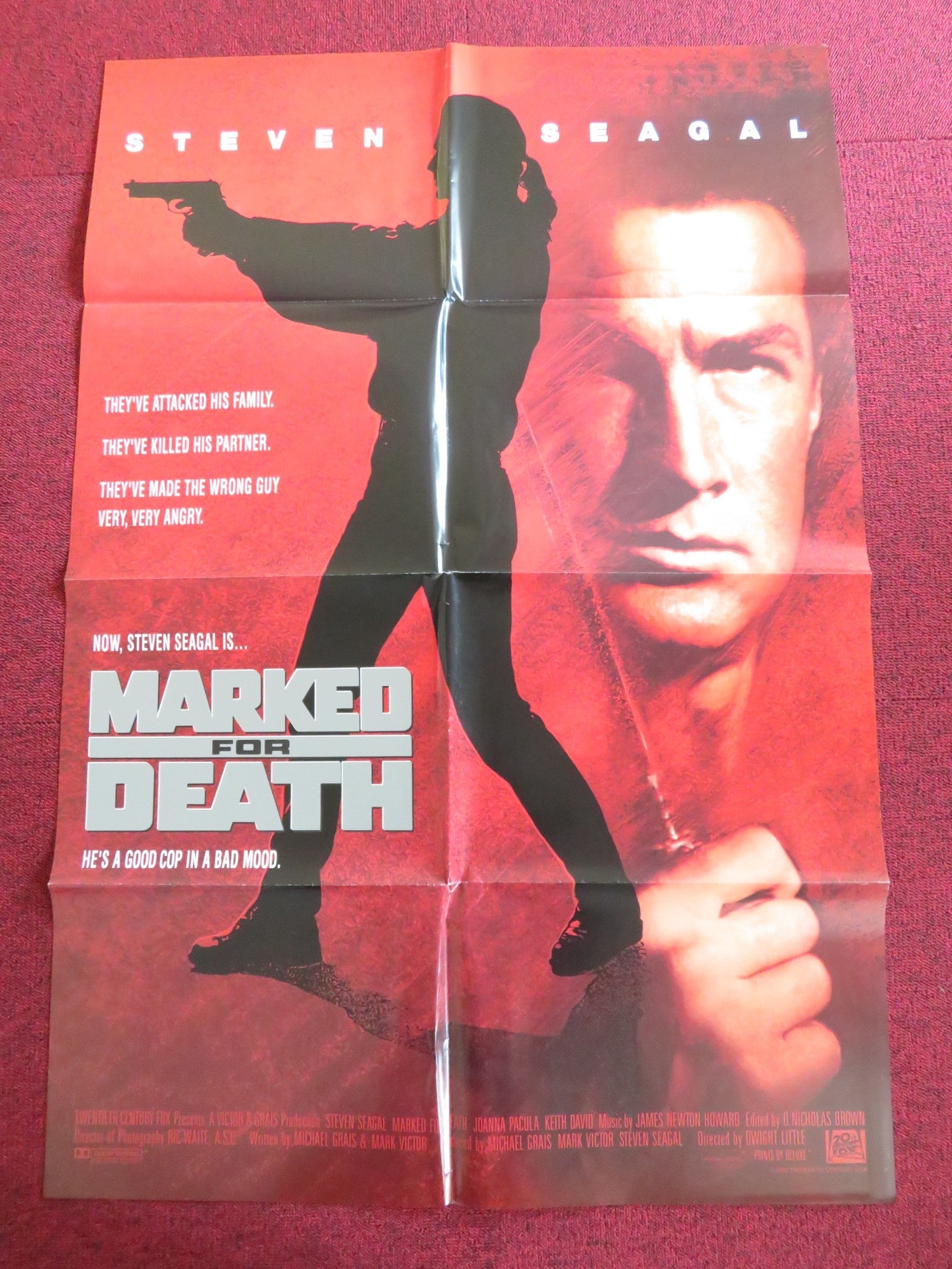 MARKED FOR DEATH FOLDED US ONE SHEET POSTER STEVEN SEAGAL BASIL WALLACE 1990 Rendezvous Cinema Movie posters
