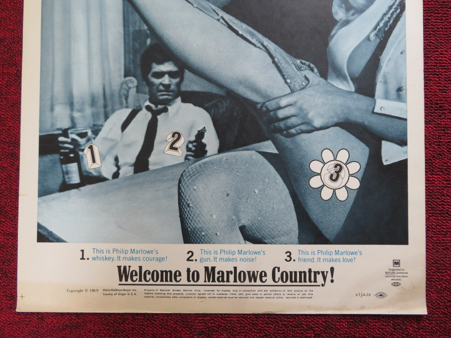 MARLOWE WINDOW CARD (14"x 22") POSTER JAMES GARNER GAYLE HUNNICUTT 1969 Rendezvous Cinema Movie posters