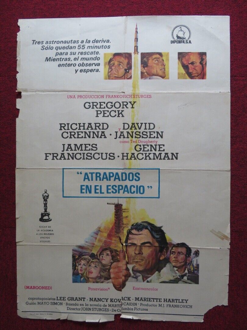 MAROONED SPANISH ROLLED POSTER GREGORY PECK GENE HACKMAN 1969 Movie posters