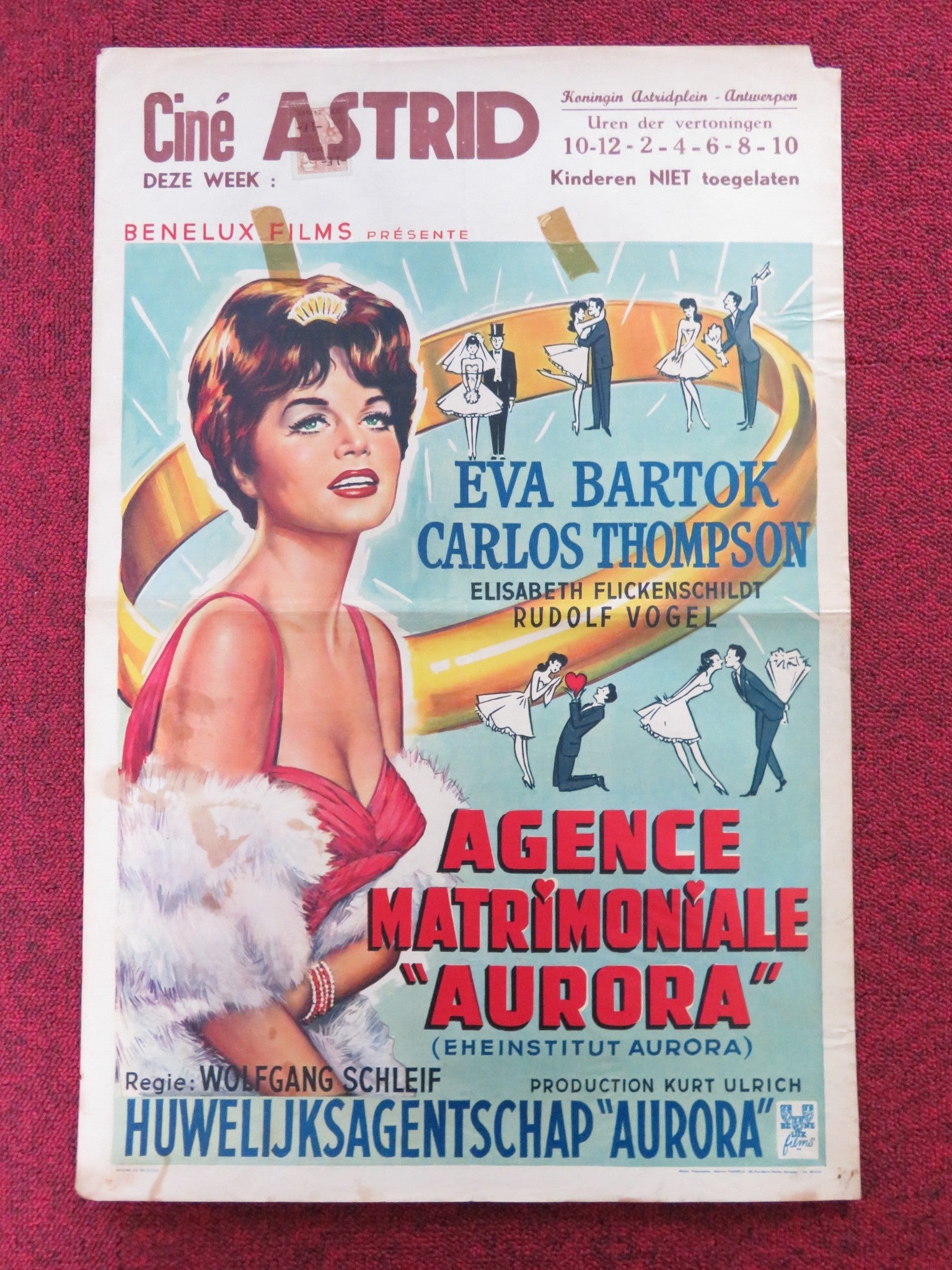 MARRIAGE BUREAU AURORA BELGIUM POSTER EVA BARTOK CARLOS THOMPSON 1962 Rendezvous Cinema Movie posters