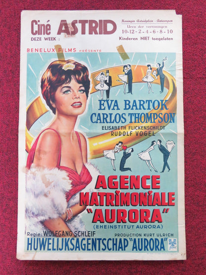 MARRIAGE BUREAU AURORA BELGIUM POSTER EVA BARTOK CARLOS THOMPSON 1962 Rendezvous Cinema Movie posters