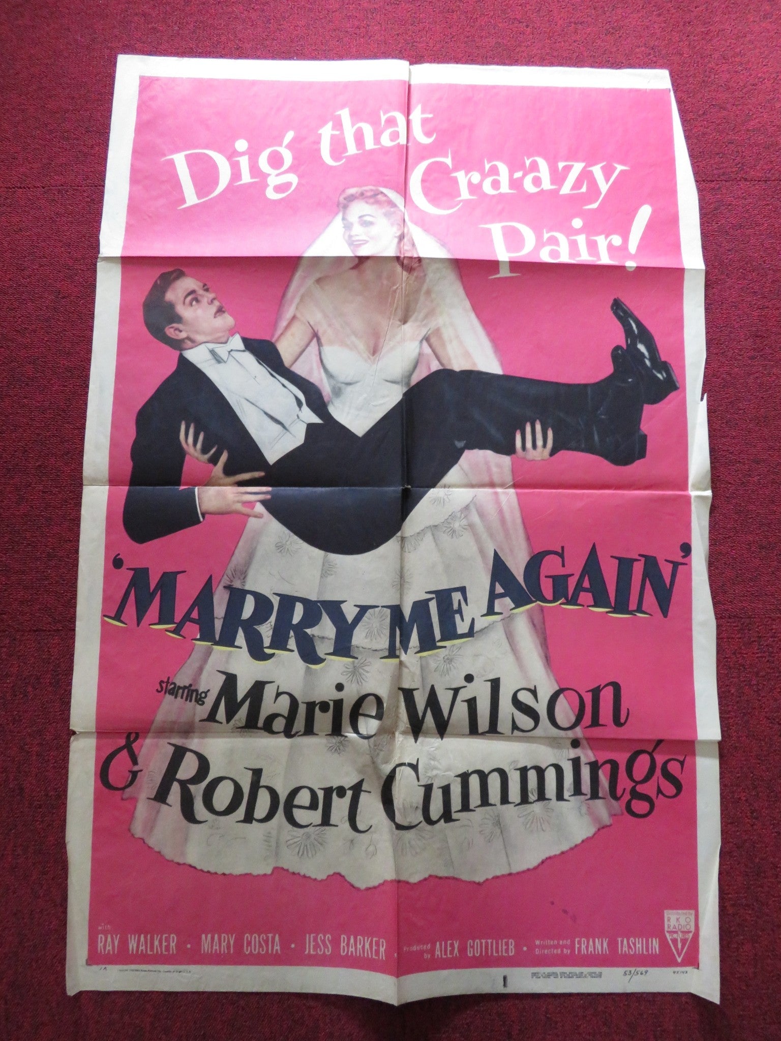 MARRY ME AGAIN FOLDED US ONE SHEET POSTER MARIE WILSON ROBERT CUMMINGS 1953 Rendezvous Cinema Movie posters